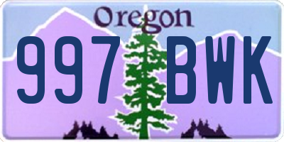 OR license plate 997BWK