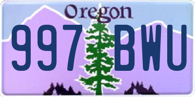 OR license plate 997BWU