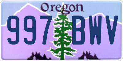 OR license plate 997BWV