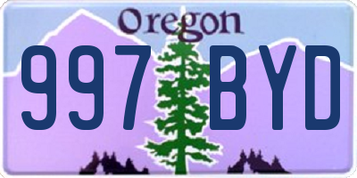 OR license plate 997BYD