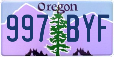 OR license plate 997BYF