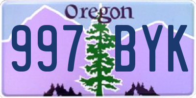 OR license plate 997BYK