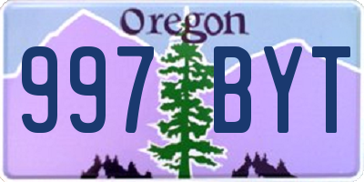 OR license plate 997BYT