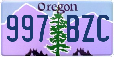 OR license plate 997BZC