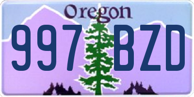 OR license plate 997BZD