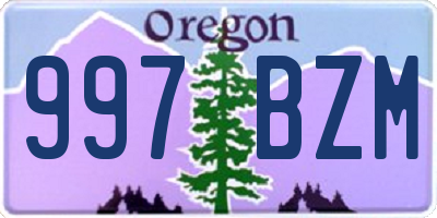 OR license plate 997BZM