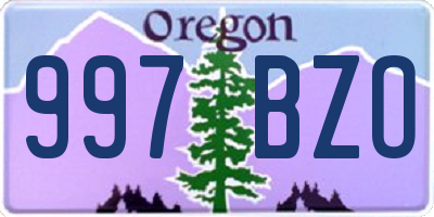 OR license plate 997BZO