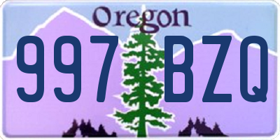 OR license plate 997BZQ