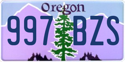 OR license plate 997BZS