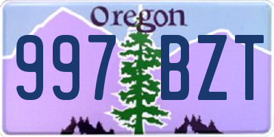 OR license plate 997BZT