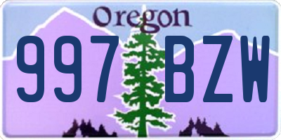 OR license plate 997BZW