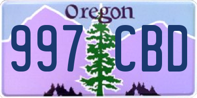 OR license plate 997CBD