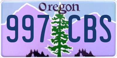 OR license plate 997CBS