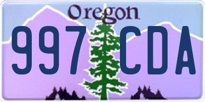 OR license plate 997CDA