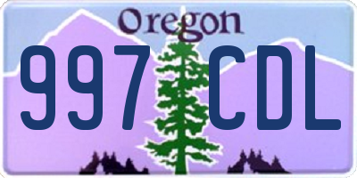OR license plate 997CDL