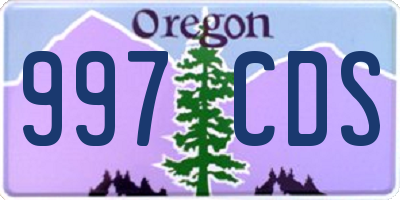 OR license plate 997CDS