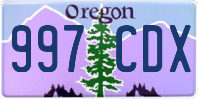 OR license plate 997CDX