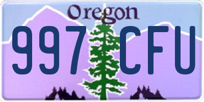 OR license plate 997CFU