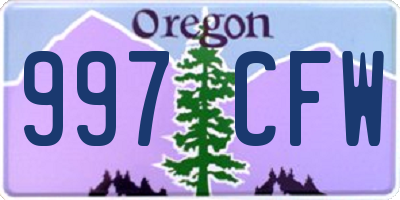 OR license plate 997CFW