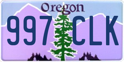 OR license plate 997CLK