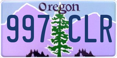 OR license plate 997CLR