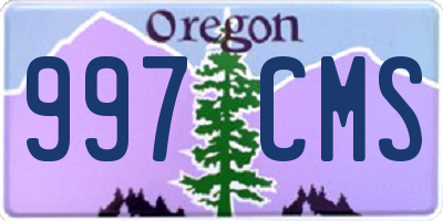 OR license plate 997CMS