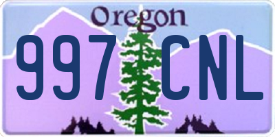 OR license plate 997CNL