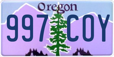 OR license plate 997COY
