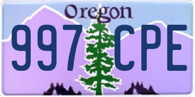 OR license plate 997CPE