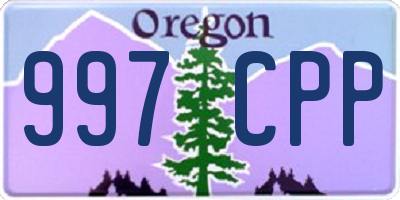 OR license plate 997CPP