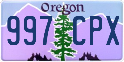 OR license plate 997CPX