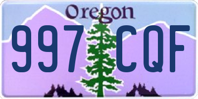 OR license plate 997CQF