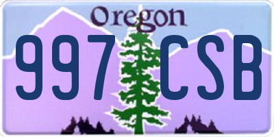 OR license plate 997CSB