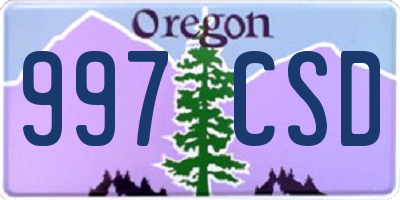 OR license plate 997CSD