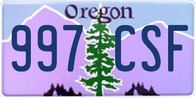 OR license plate 997CSF