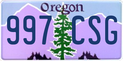 OR license plate 997CSG