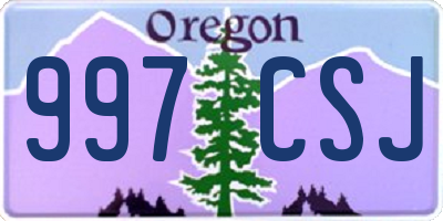 OR license plate 997CSJ