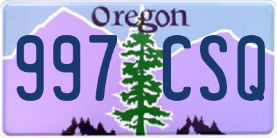 OR license plate 997CSQ