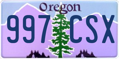 OR license plate 997CSX