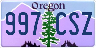 OR license plate 997CSZ