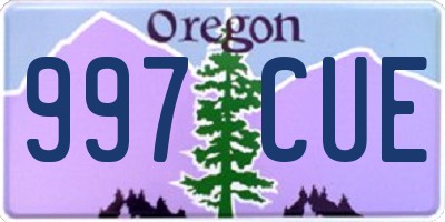 OR license plate 997CUE