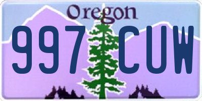 OR license plate 997CUW