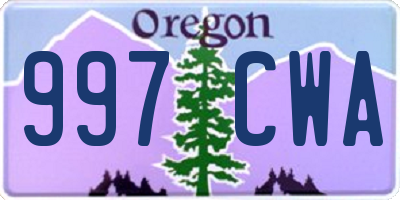 OR license plate 997CWA