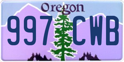 OR license plate 997CWB