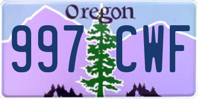 OR license plate 997CWF
