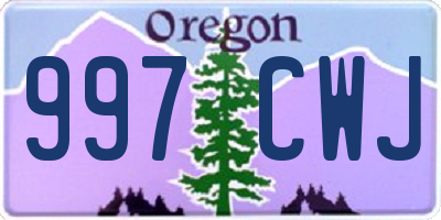 OR license plate 997CWJ