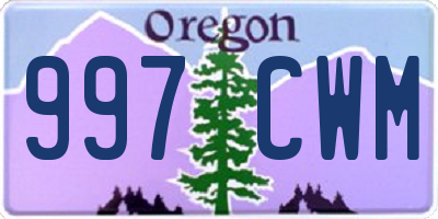 OR license plate 997CWM