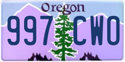 OR license plate 997CWO