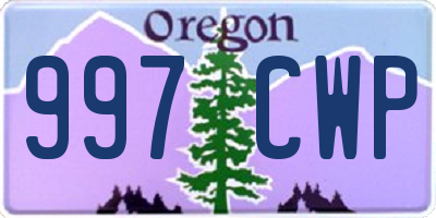 OR license plate 997CWP