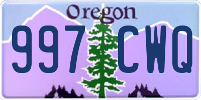 OR license plate 997CWQ